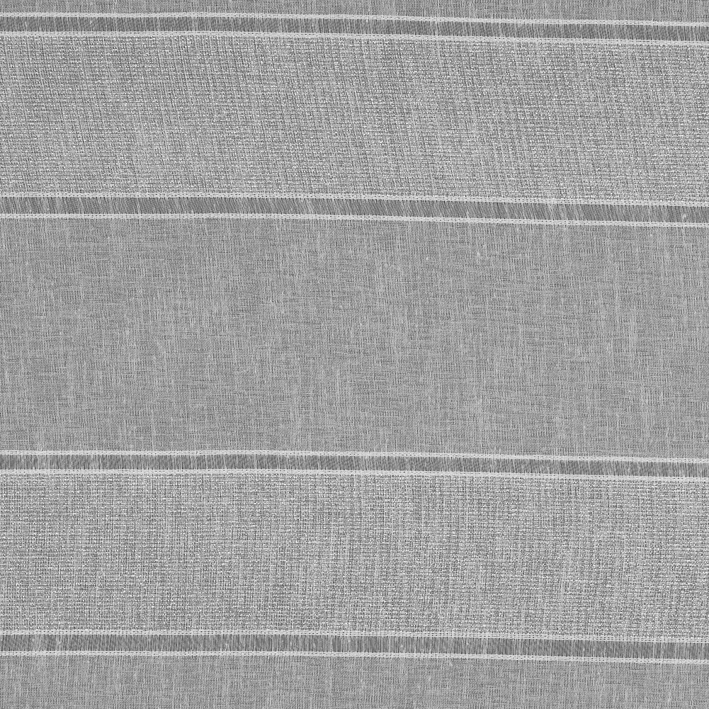 White and Metallic Silver Awning Striped Drapery Sheer White and Metallic Silver Awning Striped Drapery Sheer