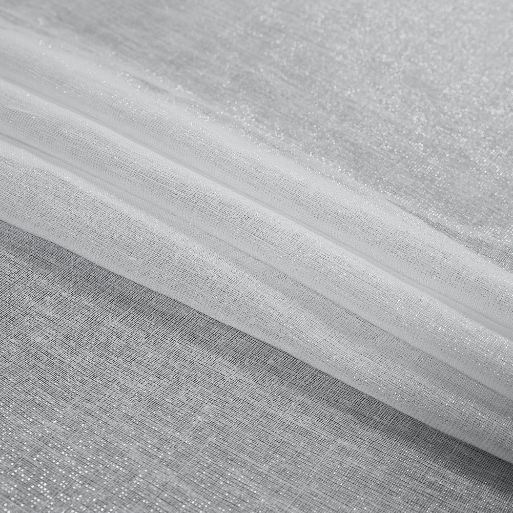 White and Metallic Silver Drapery Sheer - Folded White and Metallic Silver Drapery Sheer - Folded