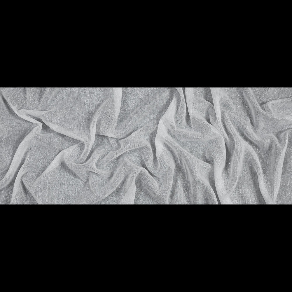 White and Metallic Silver Drapery Sheer - Full White and Metallic Silver Drapery Sheer - Full
