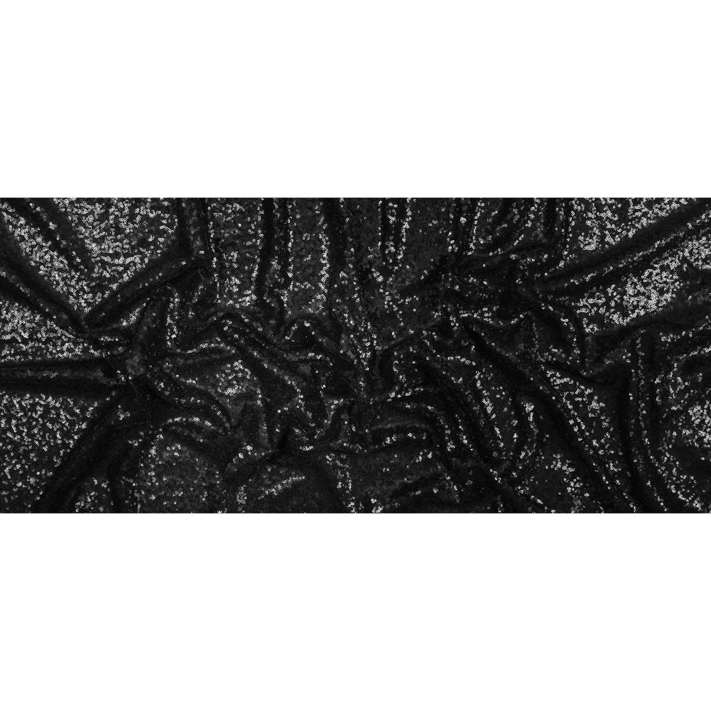 Black Baby Sequins on Mesh - Folded Black Baby Sequins on Mesh - Folded