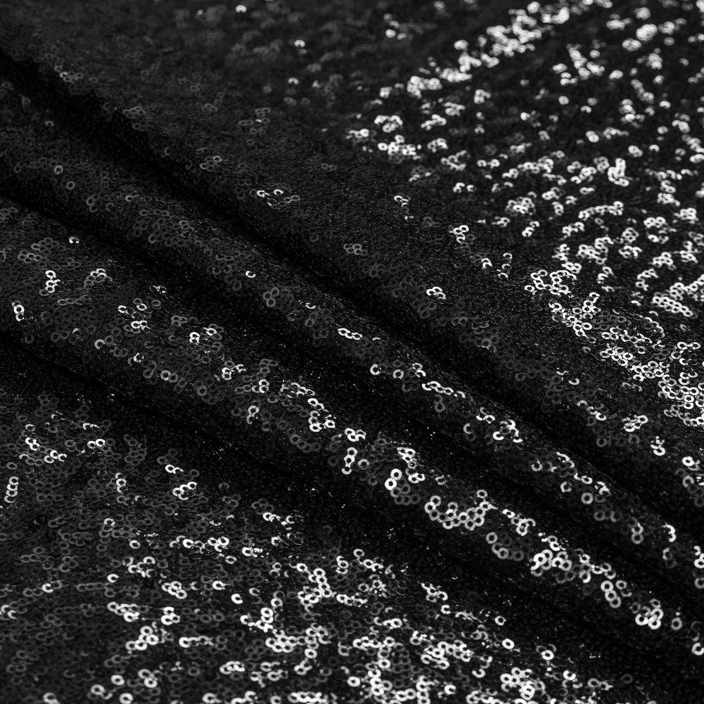 Black Baby Sequins on Mesh - Detail Black Baby Sequins on Mesh - Detail