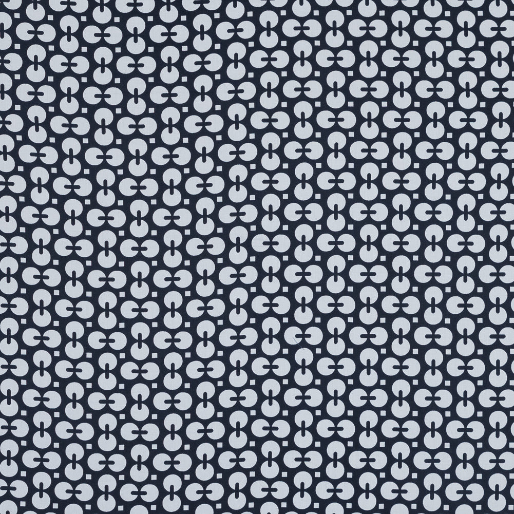 Navy and White Geometric Combed Cotton Sateen Navy and White Geometric Combed Cotton Sateen