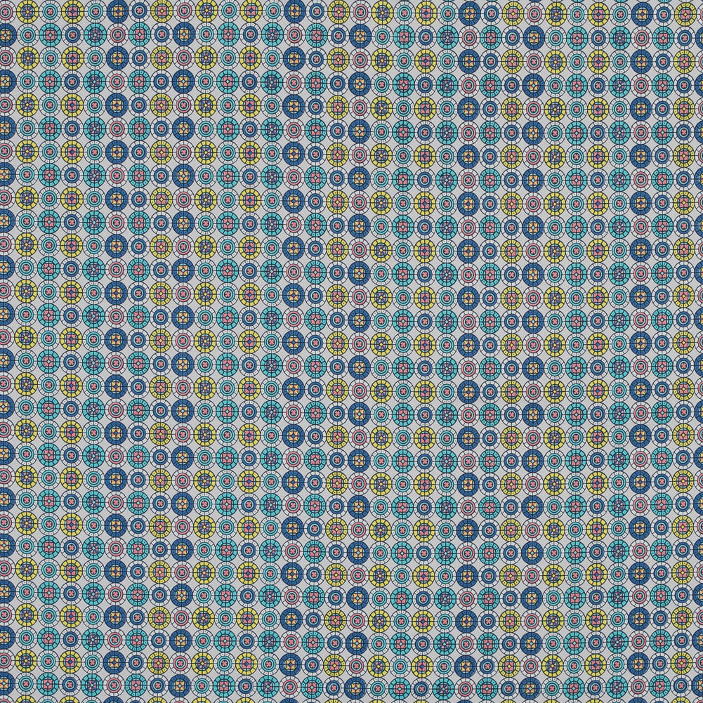 Blue and Yellow Geometric Stretch Cotton Sateen Blue and Yellow Geometric Stretch Cotton Sateen