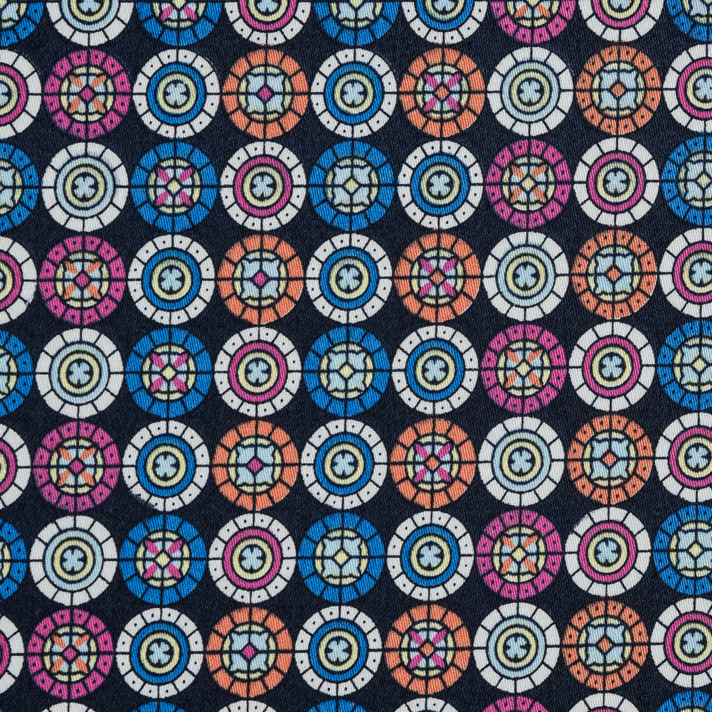 Pink, Blue and Orange Geometric Stretch Cotton Sateen - Detail Pink, Blue and Orange Geometric Stretch Cotton Sateen - Detail