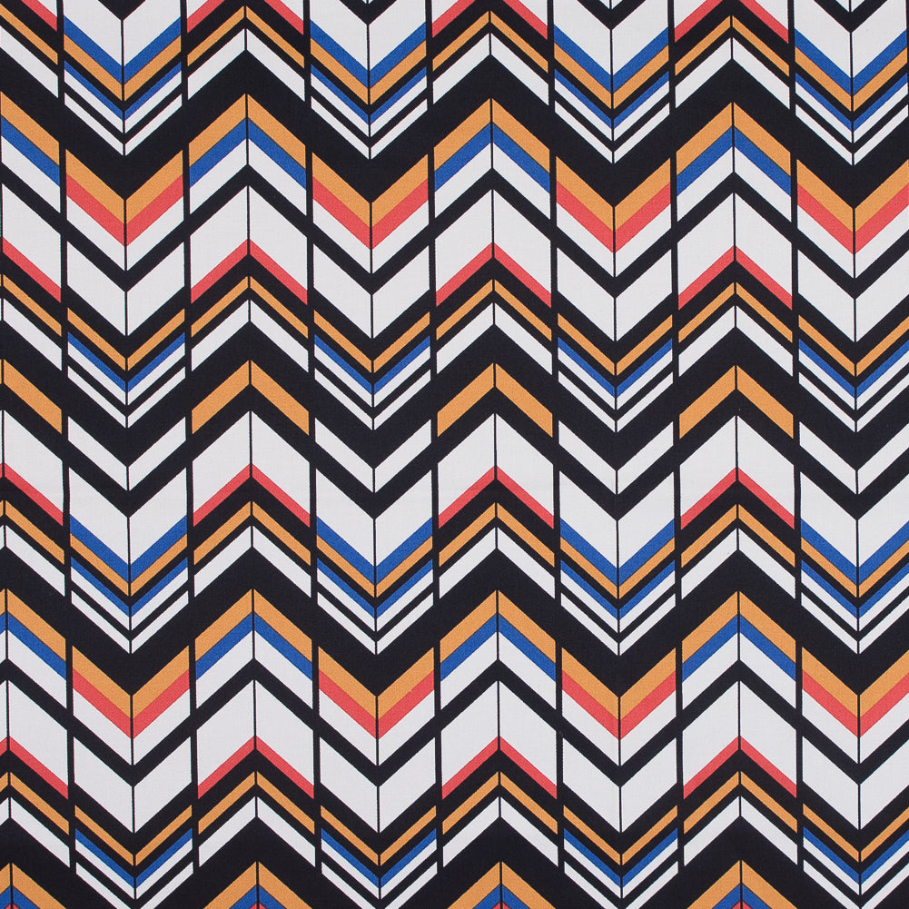 Yellow, Red and Blue Chevron Stretch Cotton Sateen Yellow, Red and Blue Chevron Stretch Cotton Sateen