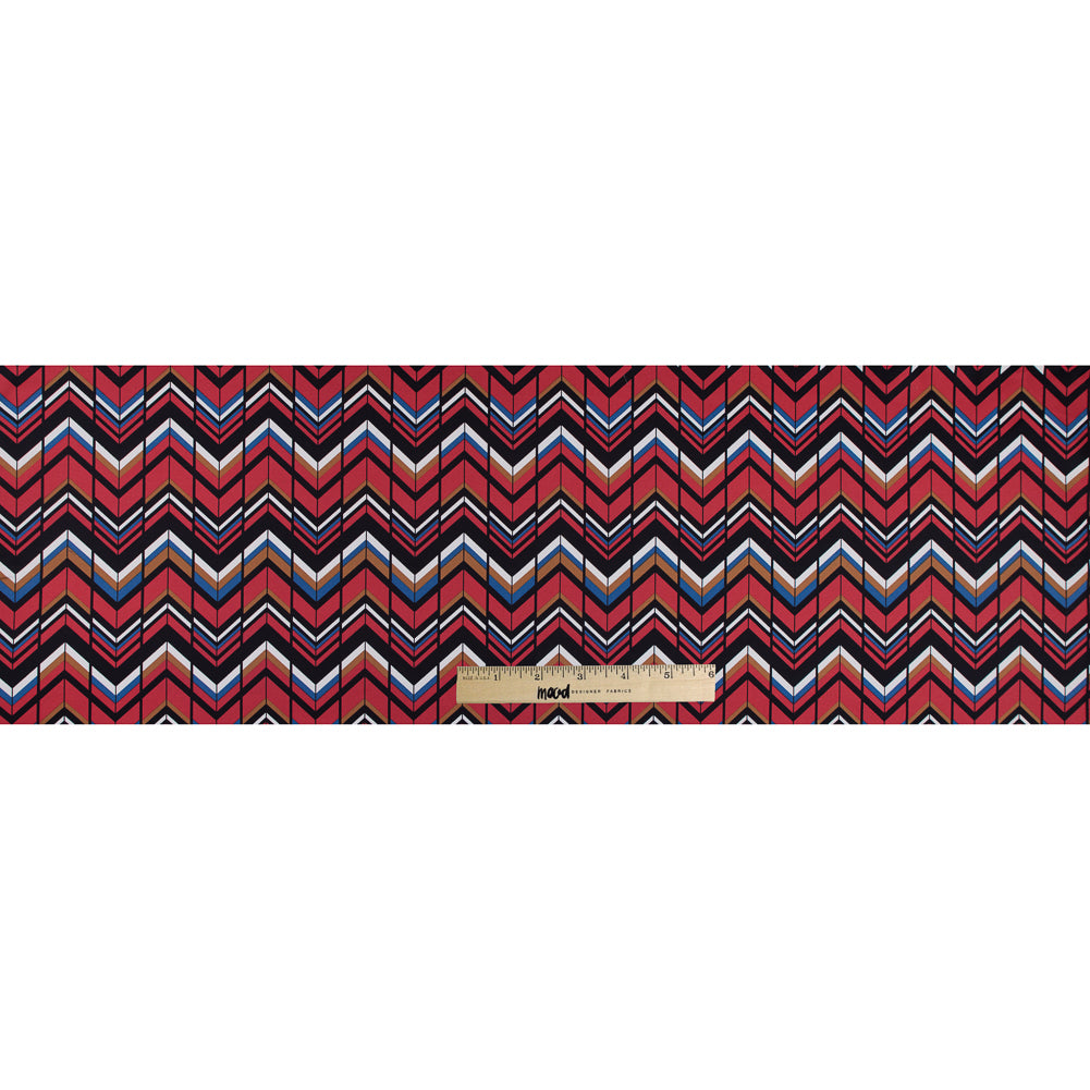 Red, Brown and Blue Chevron Stretch Cotton Sateen Folded Red, Brown and Blue Chevron Stretch Cotton Sateen Folded