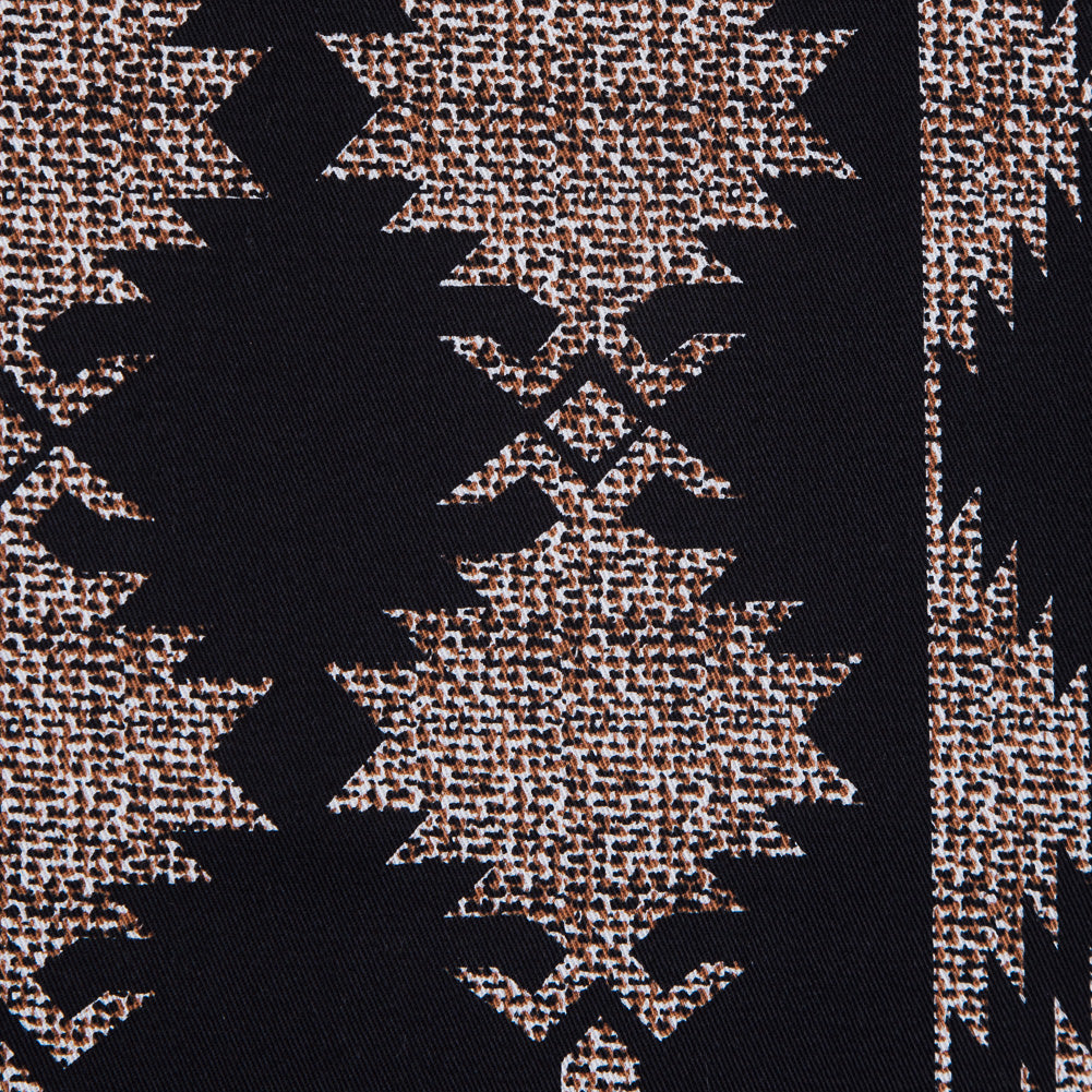 Black and Brown Geometric Stretch Cotton Twill Full Black and Brown Geometric Stretch Cotton Twill Full