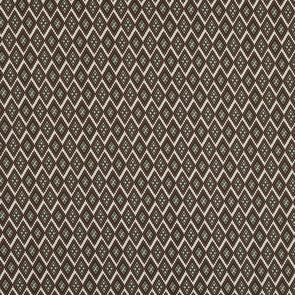 Mulch Brown and Desert Sage Geometric Stretch Cotton Twill Mulch Brown and Desert Sage Geometric Stretch Cotton Twill