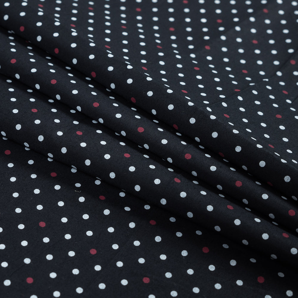 Black, Red and White Polka Dotted Cotton Poplin Detail Black, Red and White Polka Dotted Cotton Poplin Detail