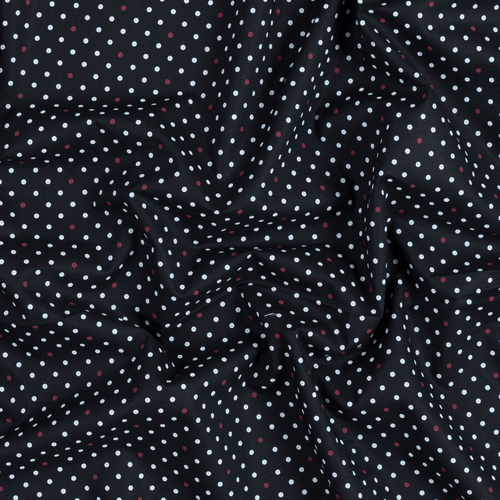 Black, Red and White Polka Dotted Cotton Poplin Black, Red and White Polka Dotted Cotton Poplin