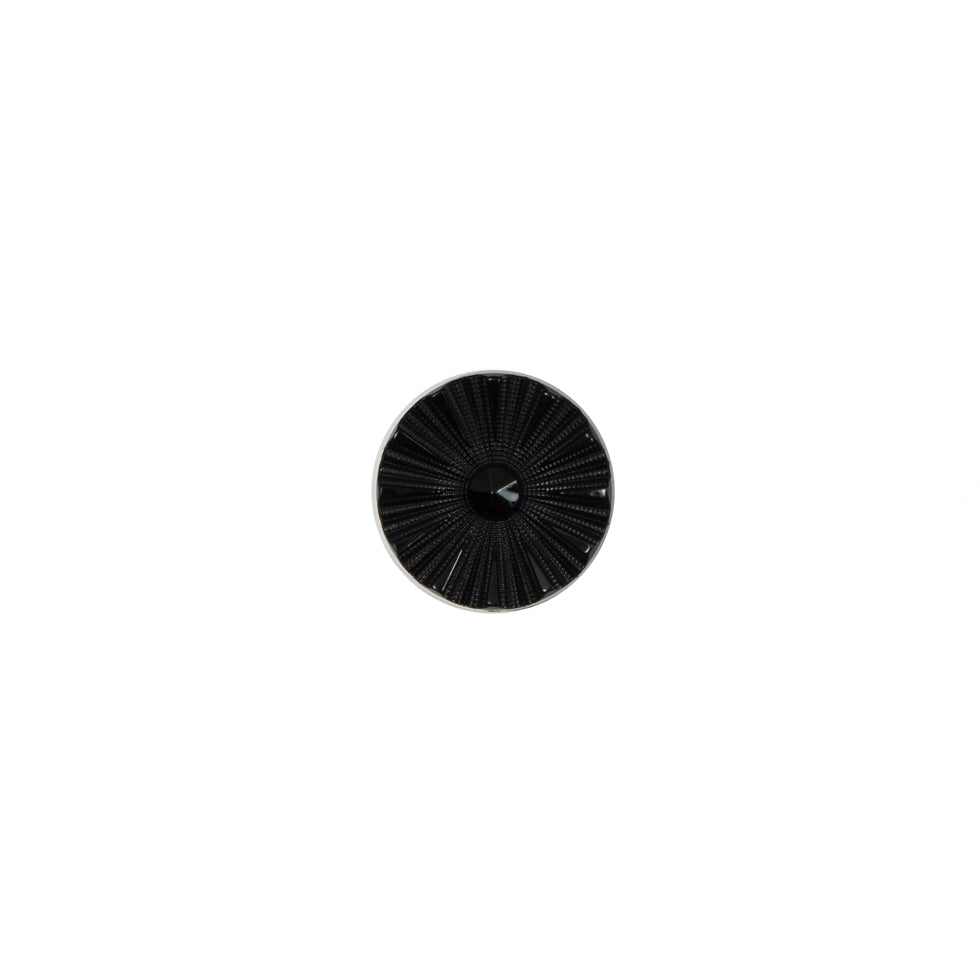 Italian Black Floral Nylon Button - 16L/10mm Italian Black Floral Nylon Button - 16L/10mm