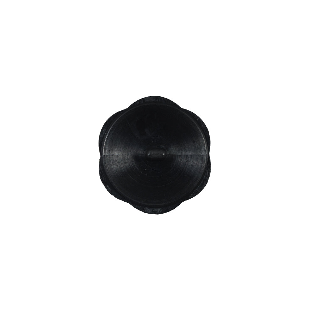 Italian Black Floral Beveled Shank Back Button - 24L/15mm - Detail Italian Black Floral Beveled Shank Back Button - 24L/15mm - Detail