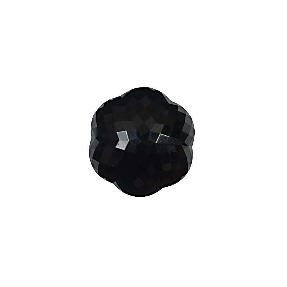 Italian Black Floral Beveled Shank Back Button - 24L/15mm Italian Black Floral Beveled Shank Back Button - 24L/15mm