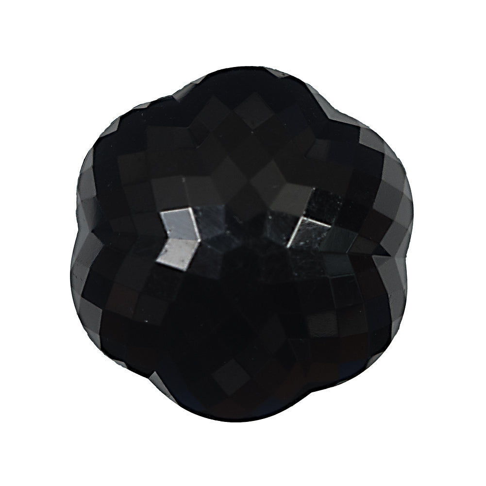Italian Black Floral Beveled Shank Back Button - 48L/30mm Italian Black Floral Beveled Shank Back Button - 48L/30mm