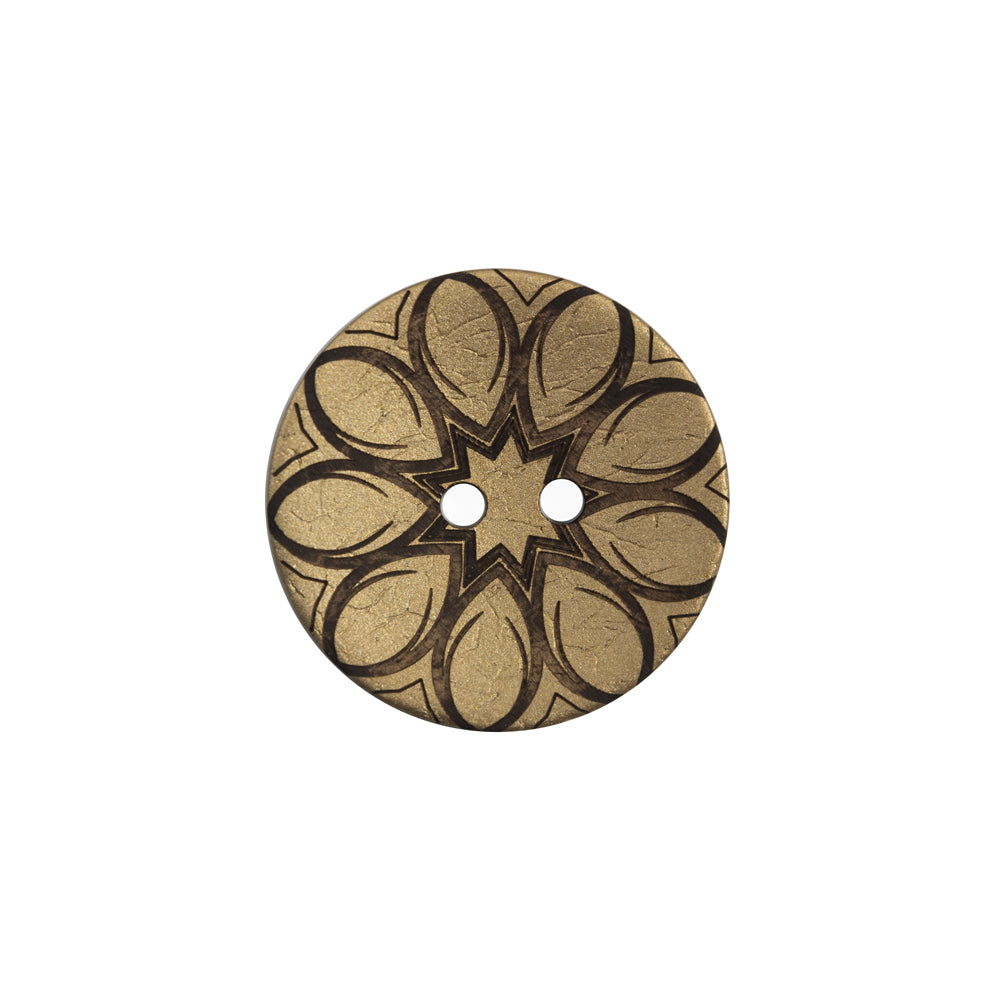 Italian Metallic Gold Floral Coconut Button - 32L/20mm Italian Metallic Gold Floral Coconut Button - 32L/20mm