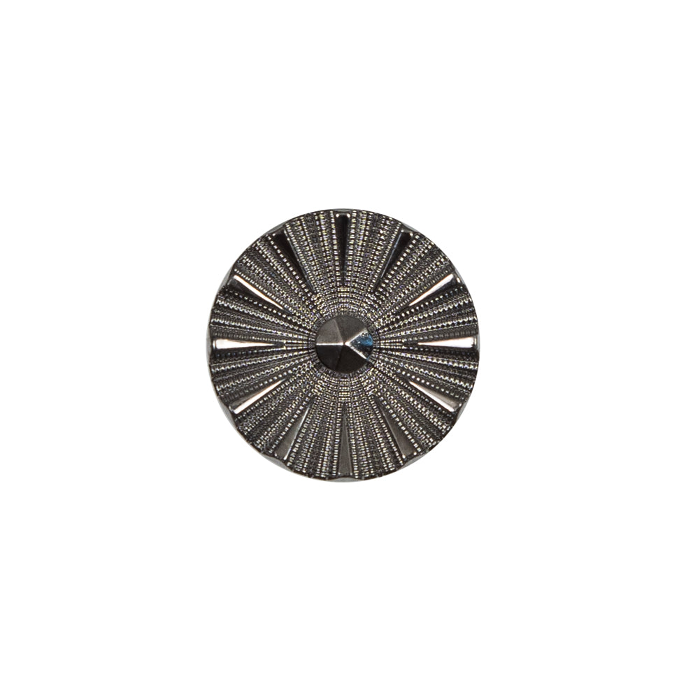 Italian Gunmetal Chrome Plated Floral Nylon Button - 24L/15mm Italian Gunmetal Chrome Plated Floral Nylon Button - 24L/15mm