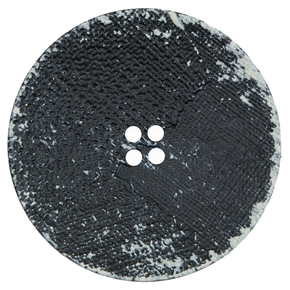 Italian Black and Natural Textured 4-Hole Button - 64L/40.5mm Italian Black and Natural Textured 4-Hole Button - 64L/40.5mm