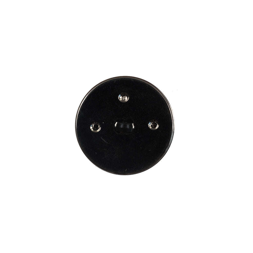 Italian Black and Silver Plastic Shank Back Button - 24L/15mm Detail Italian Black and Silver Plastic Shank Back Button - 24L/15mm Detail