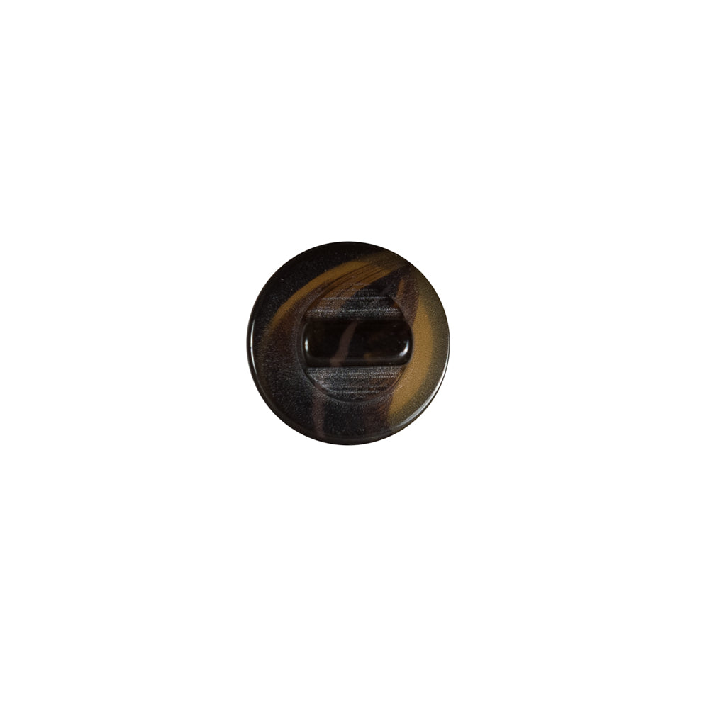 Italian Brown Glossy Shank Back Button - 18L/11mm - Detail