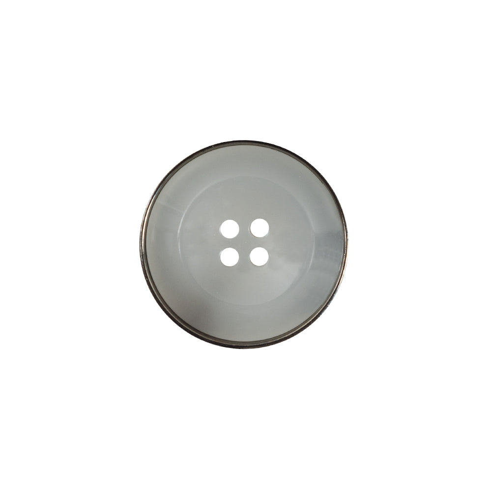 Italian Gray Metal Rimmed Plastic Button - 28L/18mm Italian Gray Metal Rimmed Plastic Button - 28L/18mm