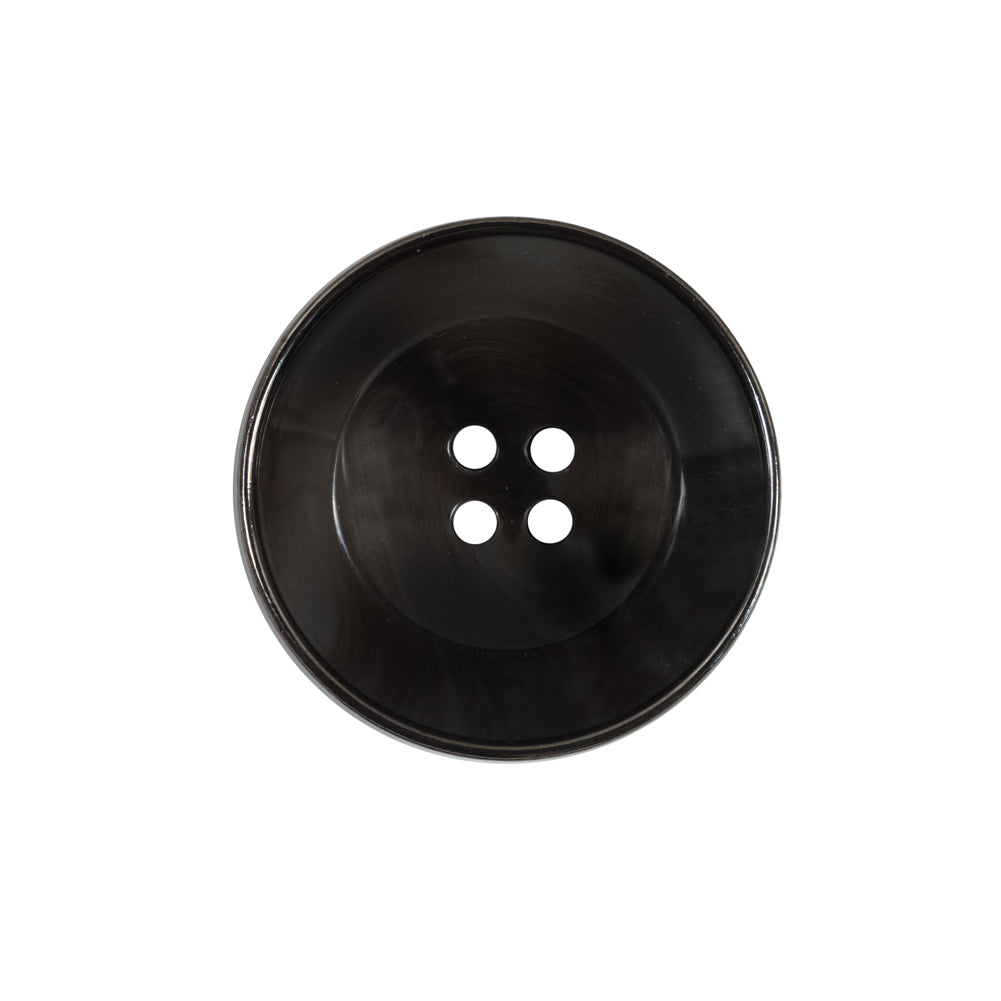 Italian Black Metal Rimmed Plastic Button - 36L/23mm