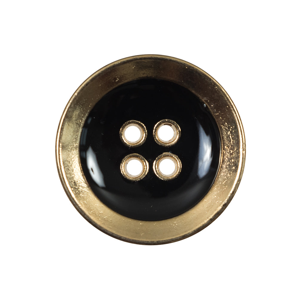 Italian Black and Gold Metal 4-Hole Button - 40L/25mm Italian Black and Gold Metal 4-Hole Button - 40L/25mm