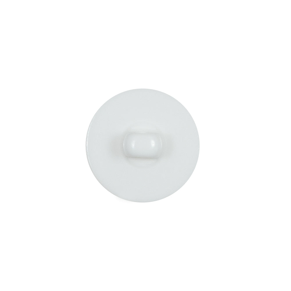 Italian White Plastic Shank Back Button - 24L/15mm - Detail