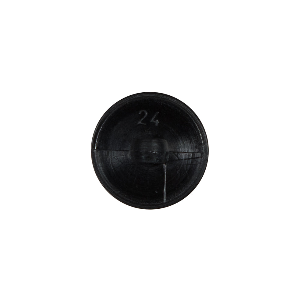Italian Black Floral Nylon Button with Rhinestone Center - 24L/15mm - Detail Italian Black Floral Nylon Button with Rhinestone Center - 24L/15mm - Detail