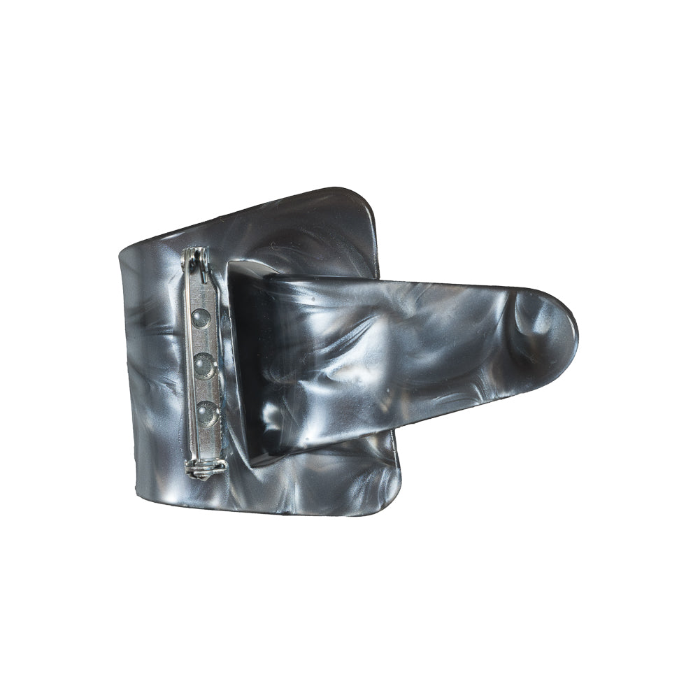 Italian Metallic Gray Marbled Buckle Brooch - 2.5 - Detail Italian Metallic Gray Marbled Buckle Brooch - 2.5 - Detail