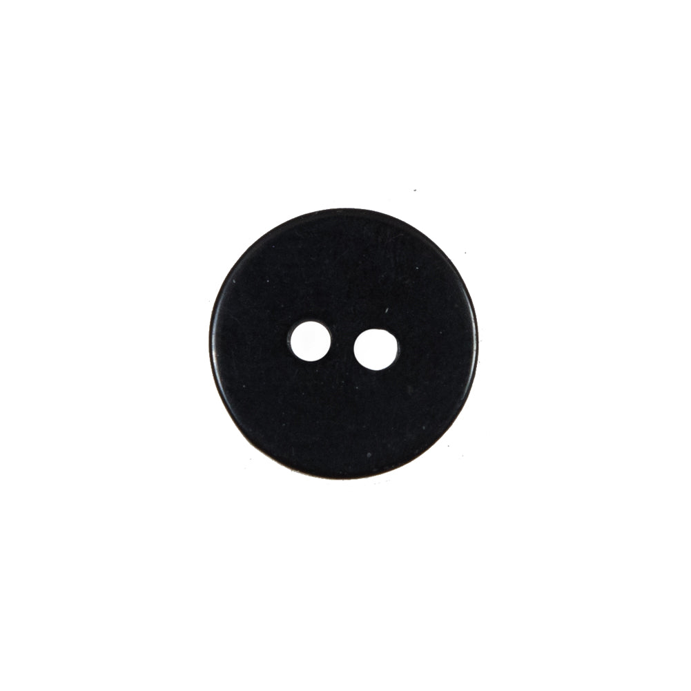 Italian Black 2-Hole Button - 24L/15mm - Detail