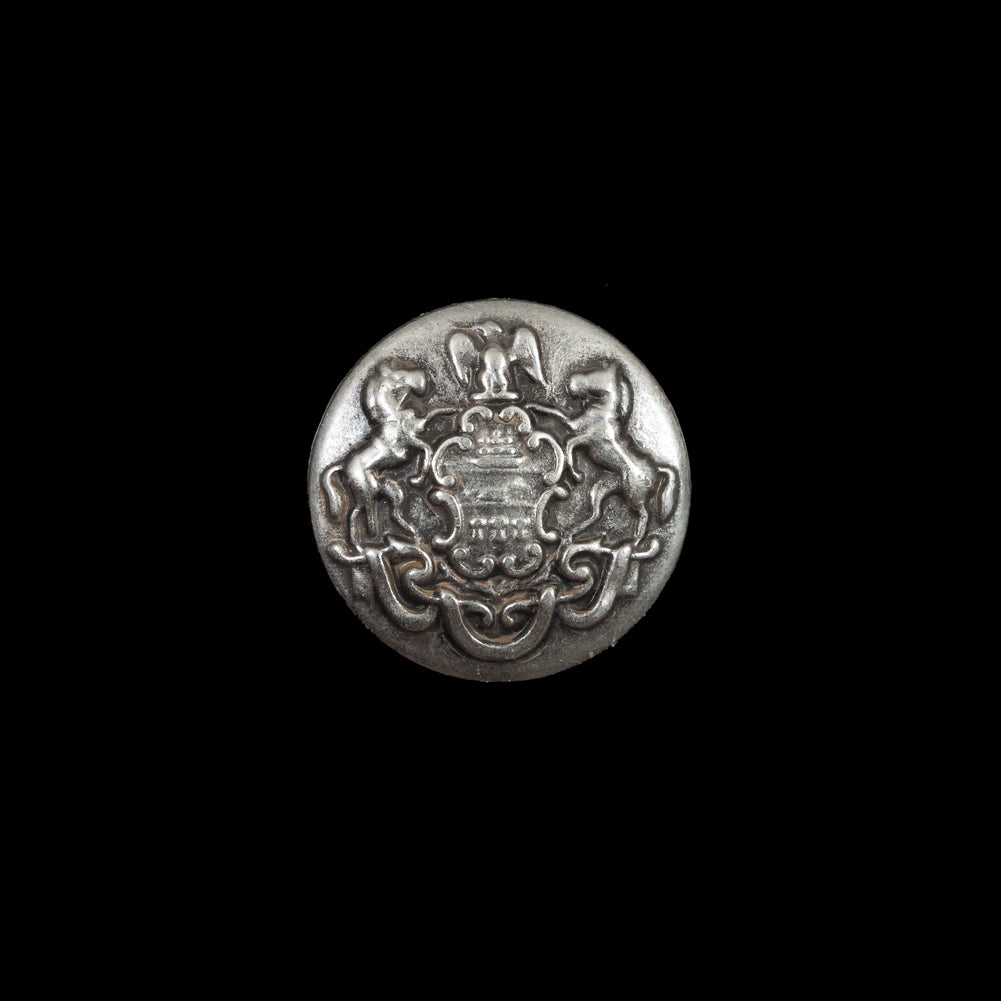Italian Silver Metal Crest Button - 24L/15mm Italian Silver Metal Crest Button - 24L/15mm