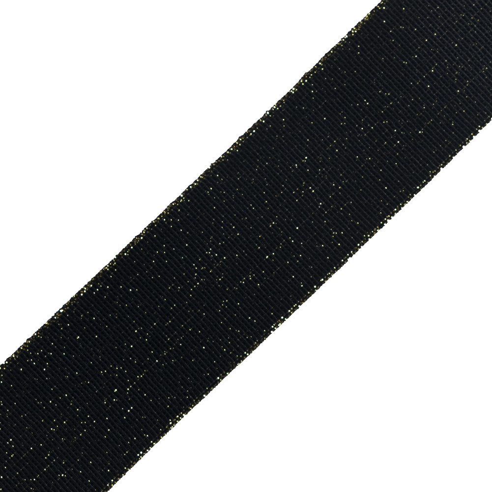 Italian Black and Metallic Gold Elastic Trim - 1.25" Detail Italian Black and Metallic Gold Elastic Trim - 1.25" Detail