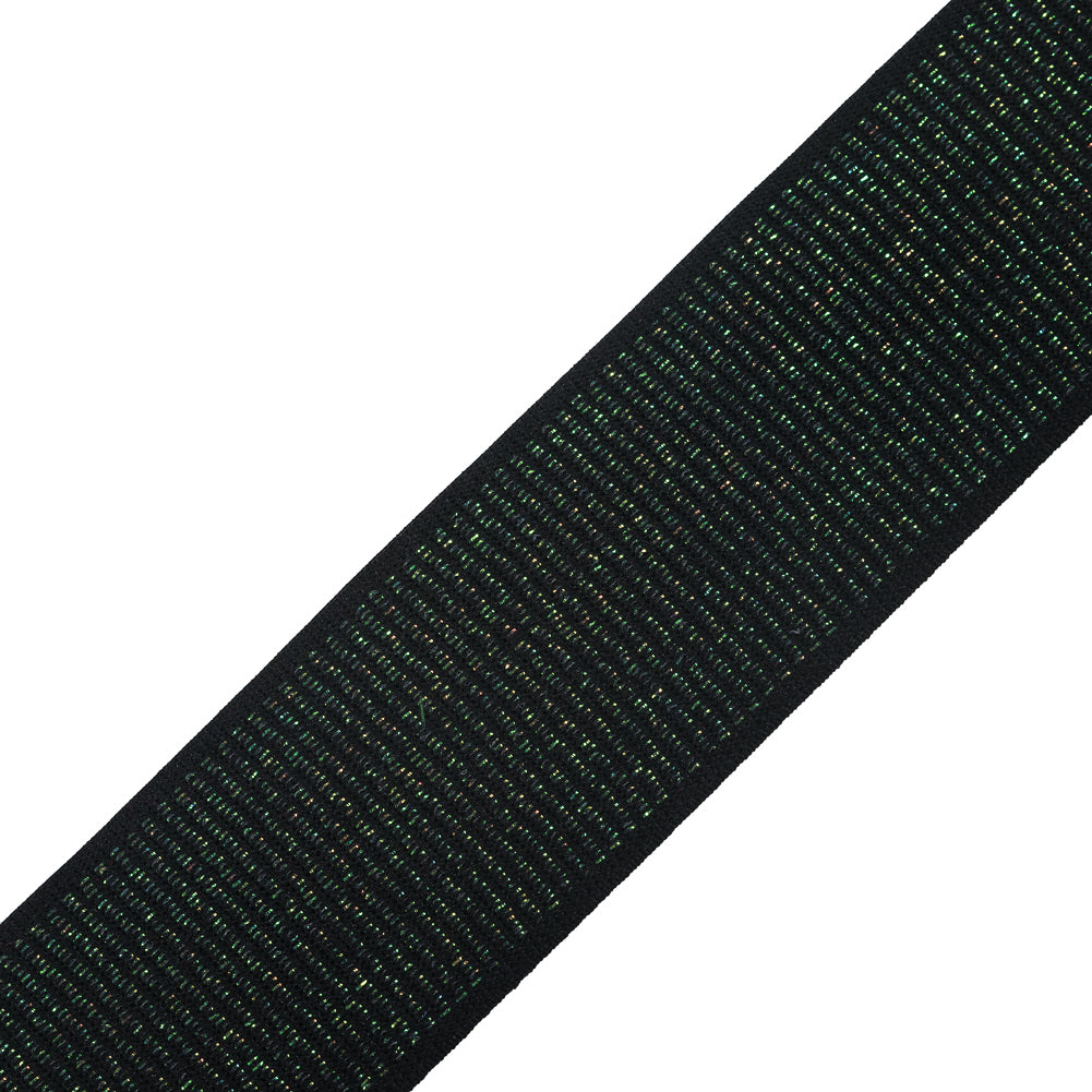 Italian Black and Metallic Green Elastic Trim - 2.75 Italian Black and Metallic Green Elastic Trim - 2.75