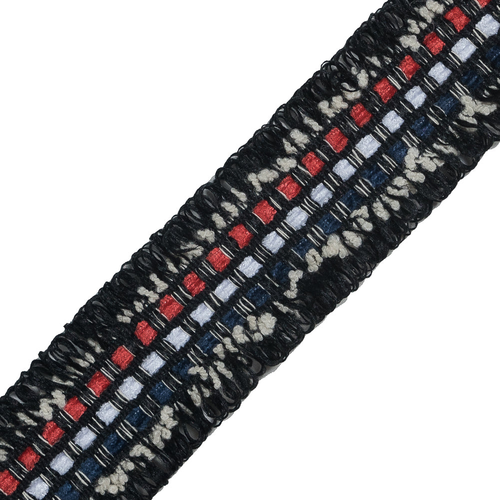 Italian Black, Red and Blue Woven Trim - 1.125" Detail Italian Black, Red and Blue Woven Trim - 1.125" Detail