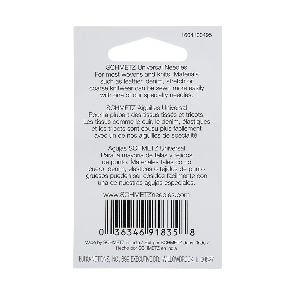 Schmetz Universal Machine Needles - Assorted Sizes (70/10, 80/12, 90/14, 100/16) - 10 ct Schmetz Universal Machine Needles - Assorted Sizes (70/10, 80/12, 90/14, 100/16) - 10 ct