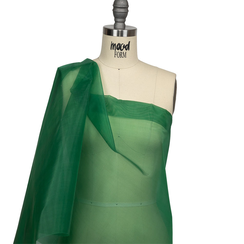 Stiff Polyester Organdy - Kelly Green - Rhiannon Collection Detail Stiff Polyester Organdy - Kelly Green - Rhiannon Collection Detail