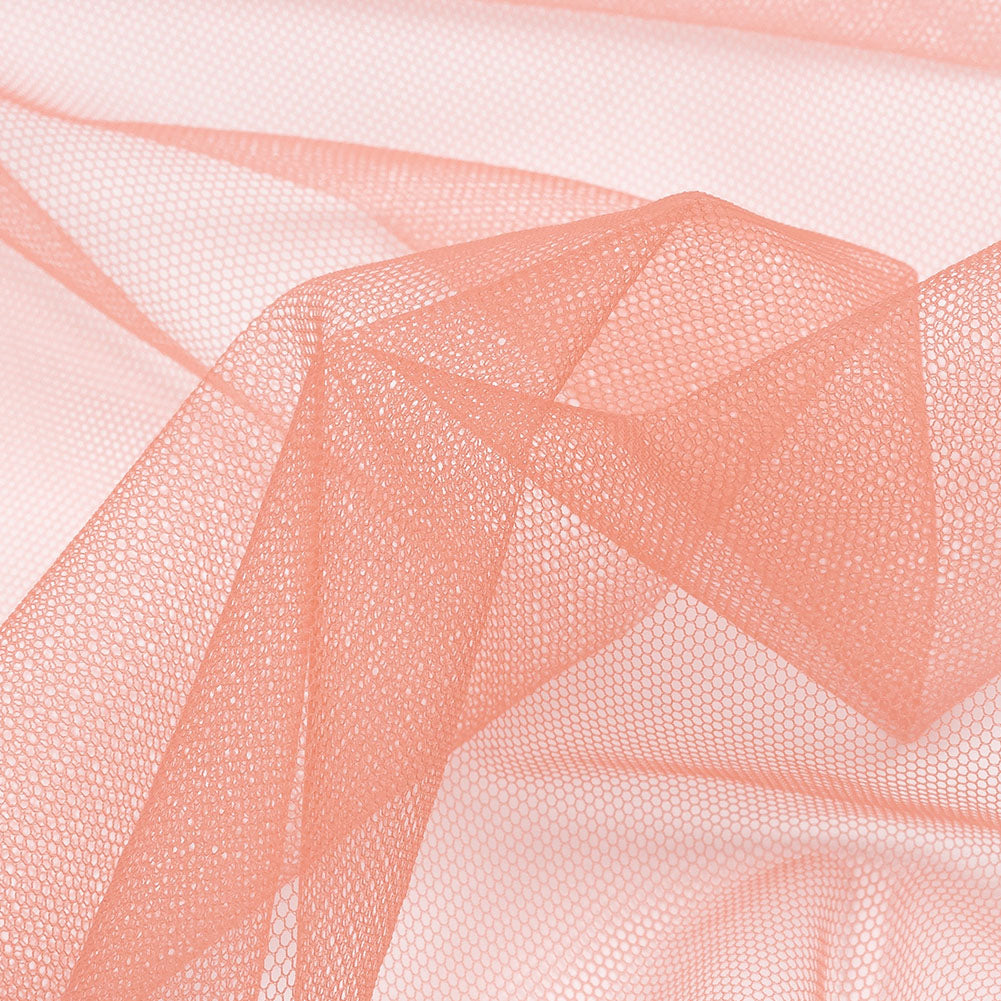 Soft Nylon Tulle - Bright Coral - Leonardo Collection Folded Soft Nylon Tulle - Bright Coral - Leonardo Collection Folded