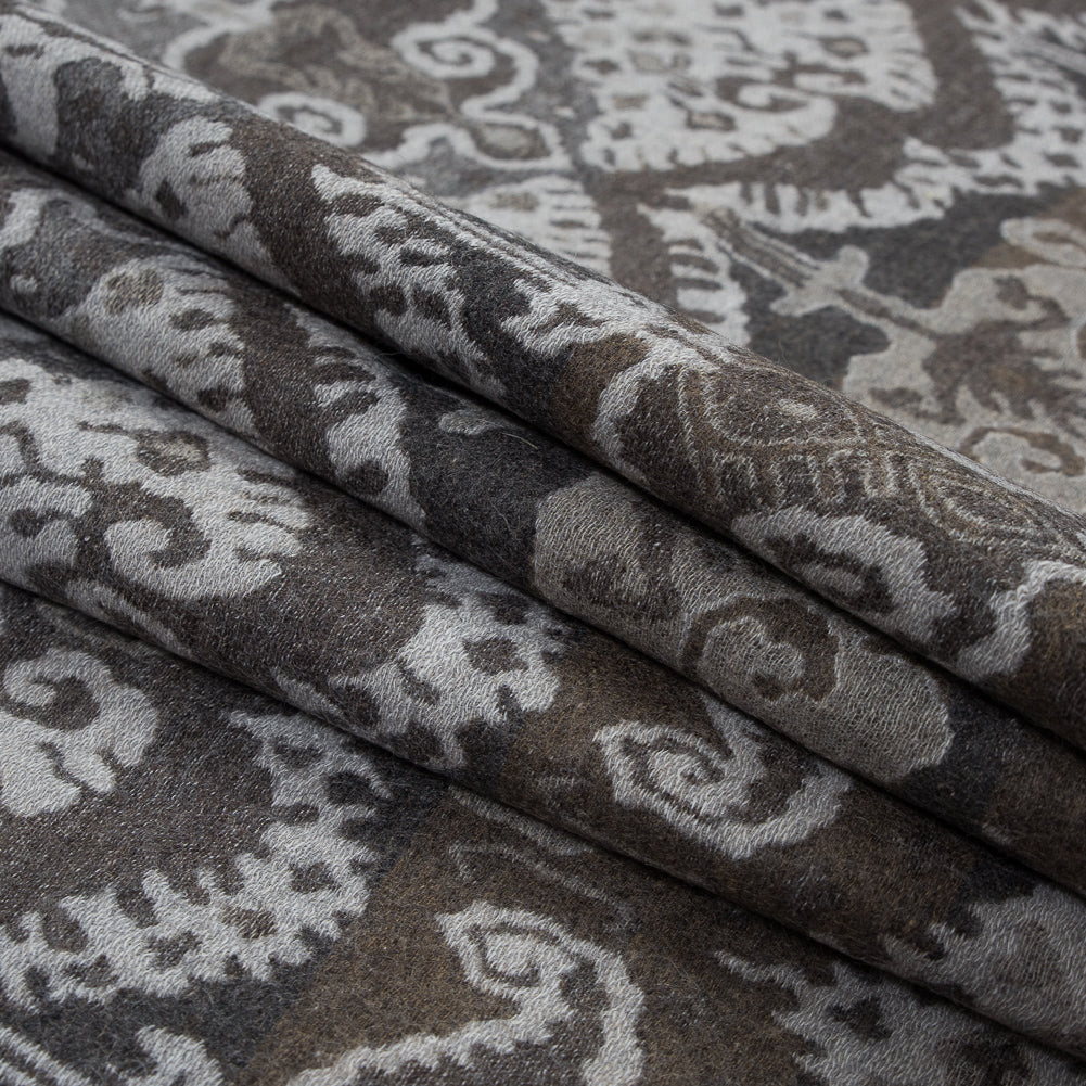 Gray Tribal Damask Wool Woven - Folded Gray Tribal Damask Wool Woven - Folded