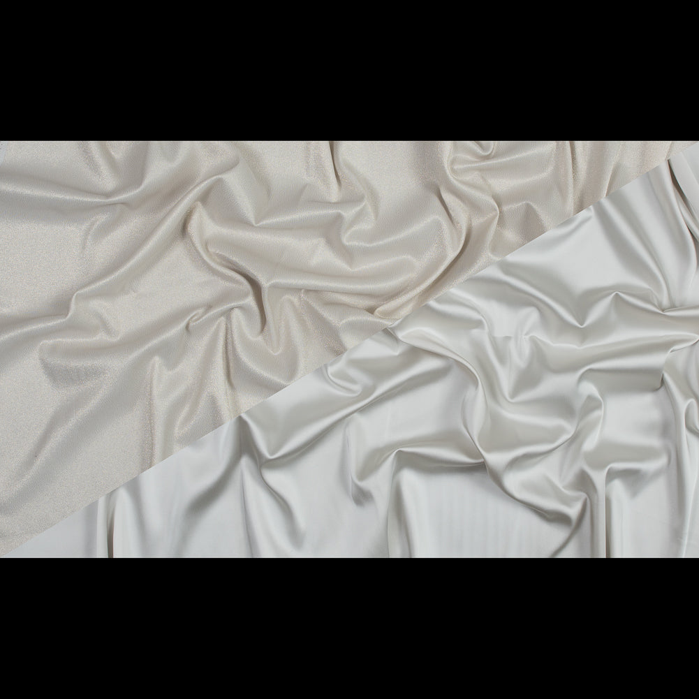 Metallic Gold and Off-White Stretch Two-Tone Satin - Folded Metallic Gold and Off-White Stretch Two-Tone Satin - Folded