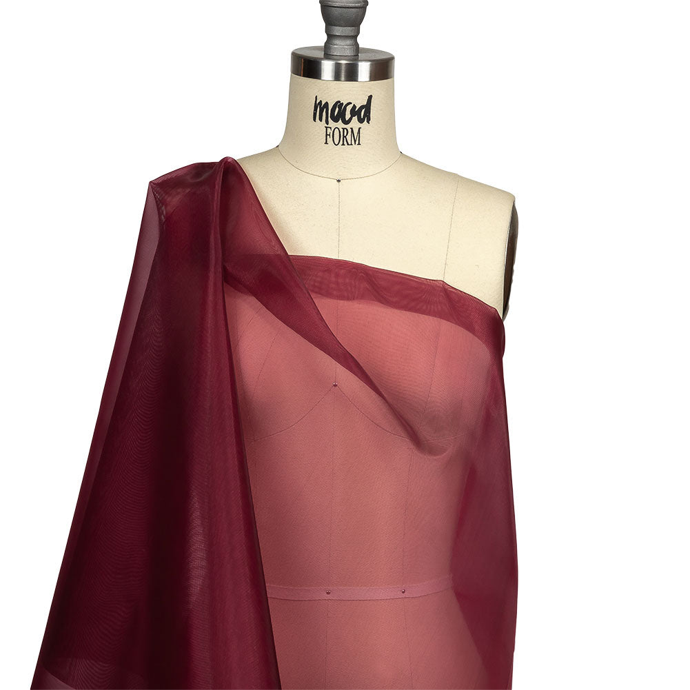 Stiff Polyester Organdy - Wine - Rhiannon Collection Detail Stiff Polyester Organdy - Wine - Rhiannon Collection Detail