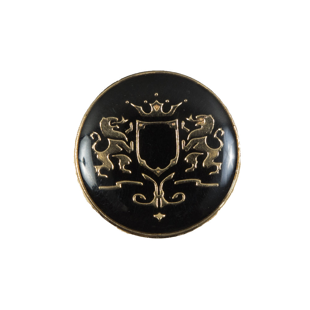 Italian Black and Gold Metal Crest Shank Back Button - 36L/23mm Italian Black and Gold Metal Crest Shank Back Button - 36L/23mm