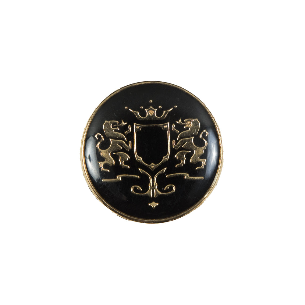 Italian Black and Gold Metal Crest Shank Back Button - 32L/20mm Italian Black and Gold Metal Crest Shank Back Button - 32L/20mm
