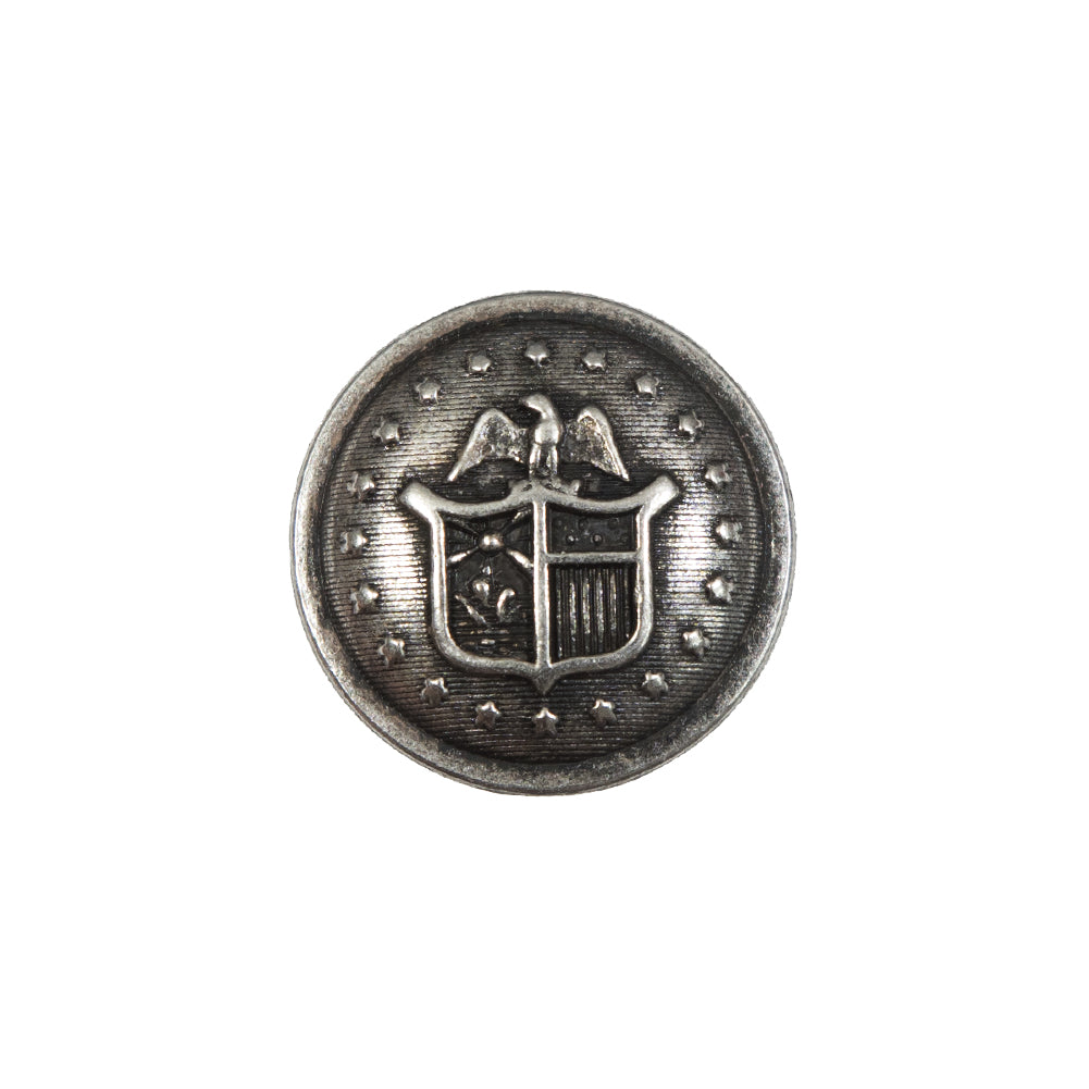 Italian Old Silver Military Shank Back Button - 32L/20mm Italian Old Silver Military Shank Back Button - 32L/20mm