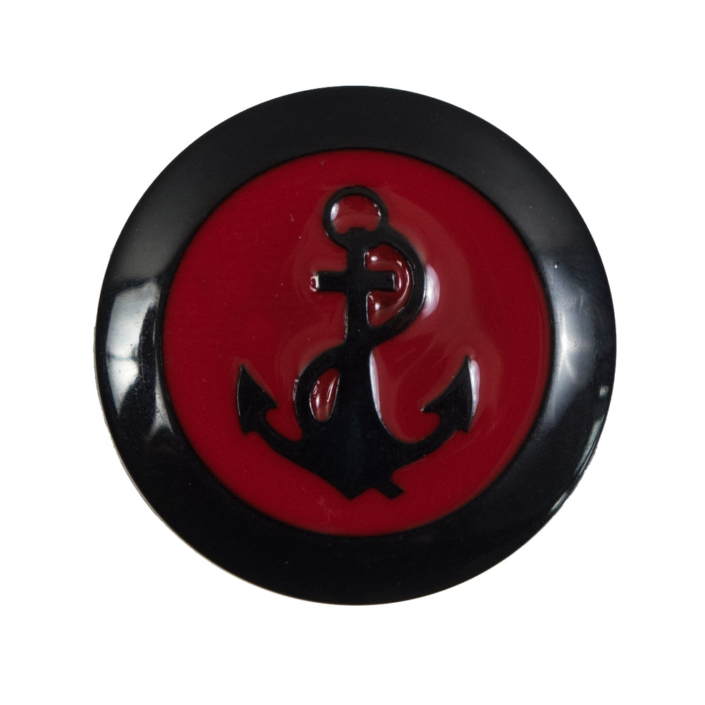 Italian Red and Navy Anchor Shank Back Button - 44L/28mm Italian Red and Navy Anchor Shank Back Button - 44L/28mm