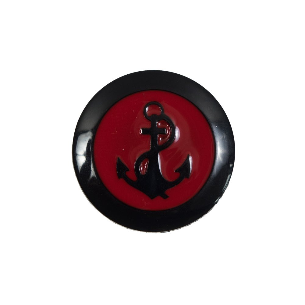 Italian Red and Navy Anchor Shank Back Button - 36L/23mm Italian Red and Navy Anchor Shank Back Button - 36L/23mm