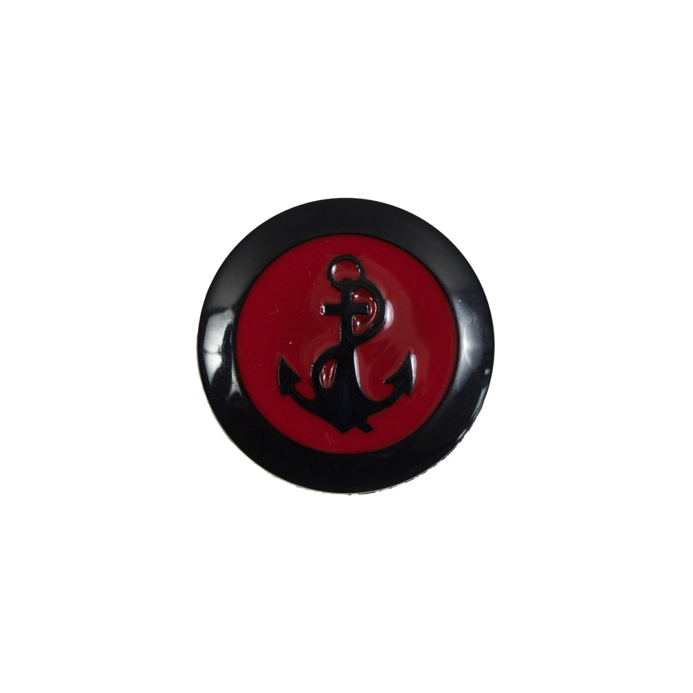 Italian Red and Navy Anchor Shank Back Button - 28L/18mm Italian Red and Navy Anchor Shank Back Button - 28L/18mm