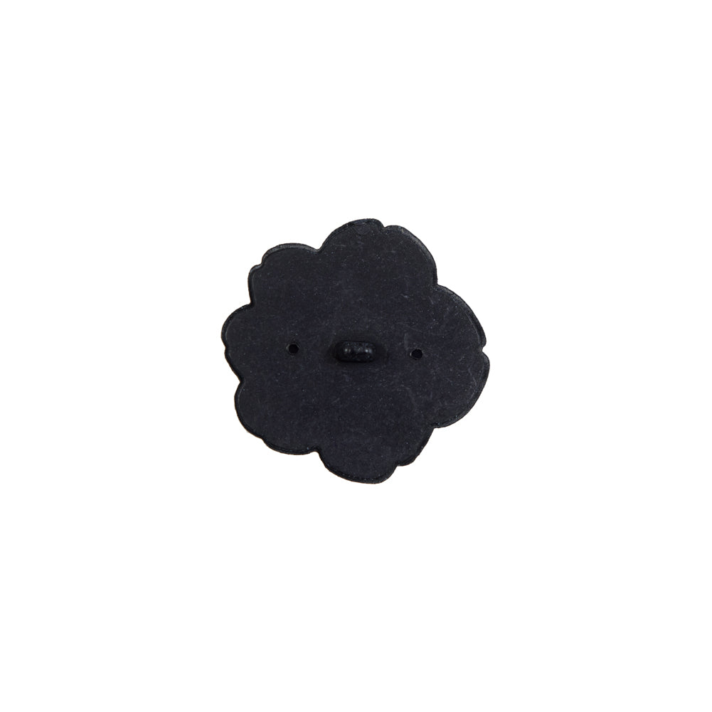 Italian Navy Flower Shank Back Button - 24L/15mm Detail Italian Navy Flower Shank Back Button - 24L/15mm Detail
