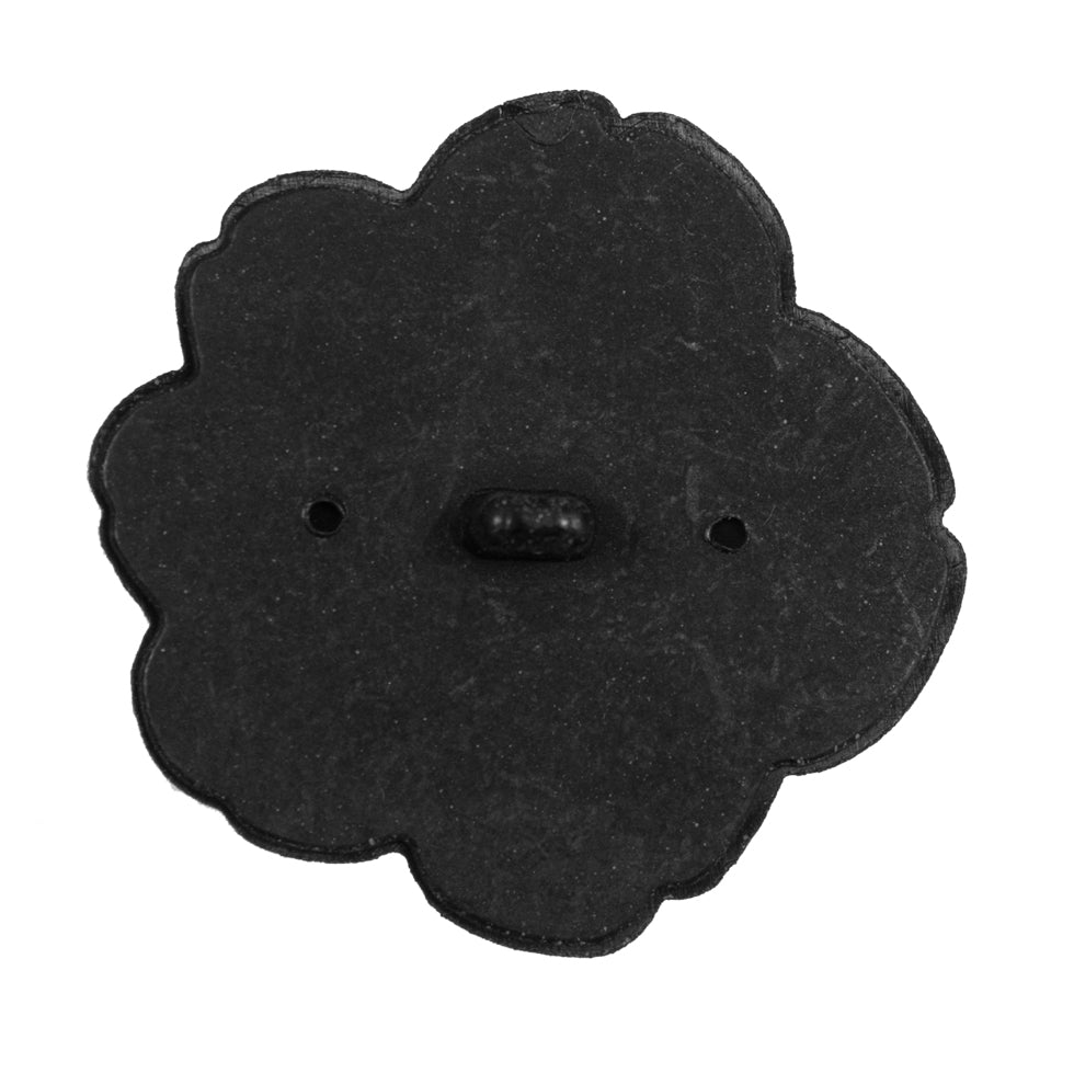 Italian Black Flower Shank Back Button - 54L/34mm - Detail Italian Black Flower Shank Back Button - 54L/34mm - Detail