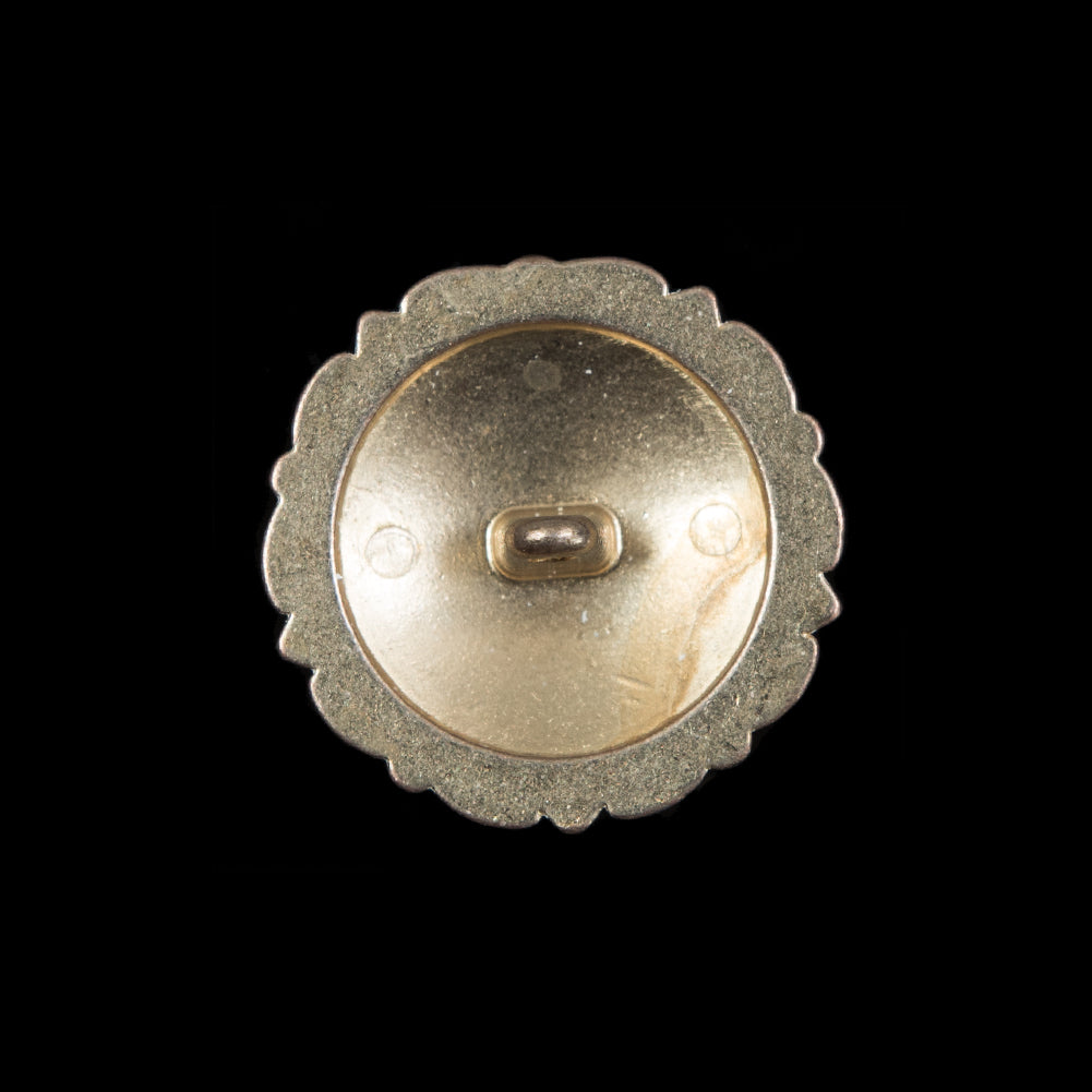 Italian White and Gold Floral Metal Shank Back Button - 36L/23mm - Detail Italian White and Gold Floral Metal Shank Back Button - 36L/23mm - Detail