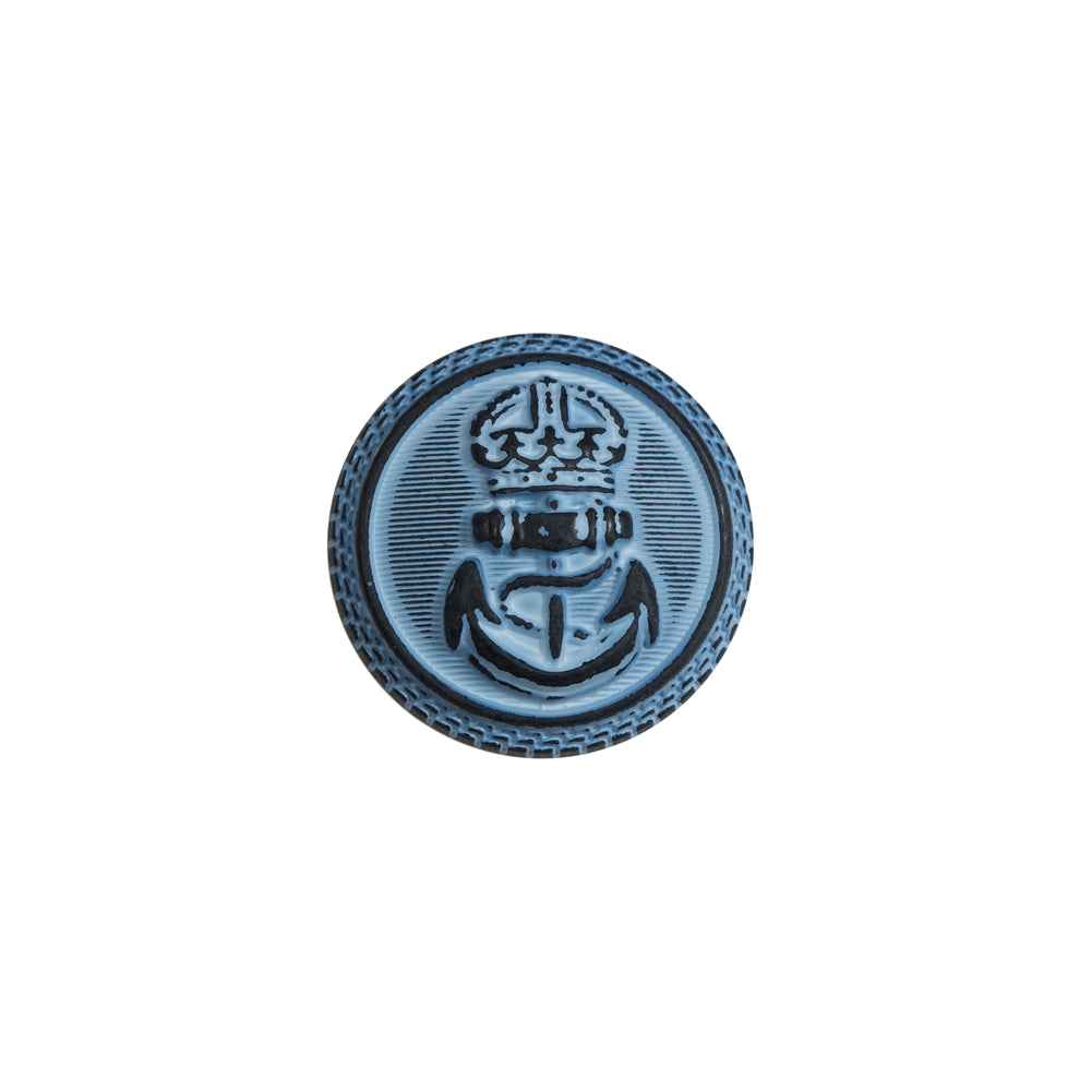 Italian Blue and Navy Anchor Shank Back Button - 24L/15mm Italian Blue and Navy Anchor Shank Back Button - 24L/15mm